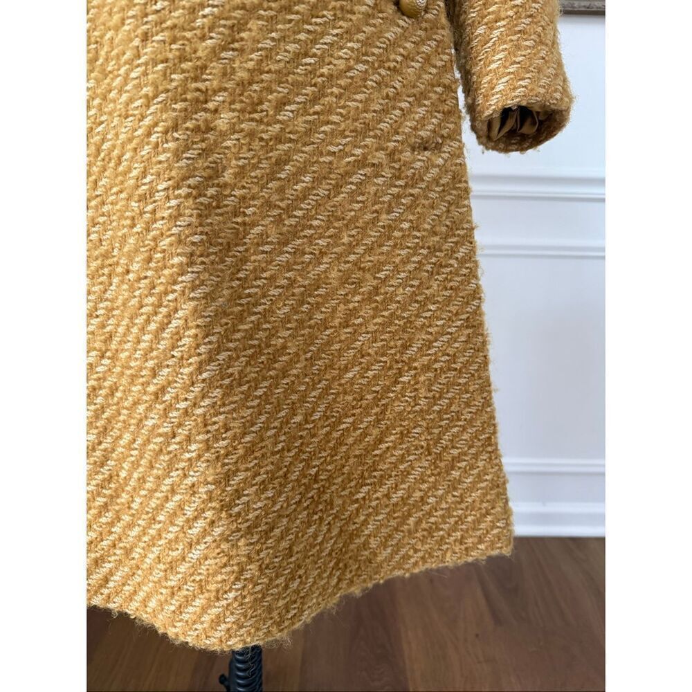 Vintage 60s Franklin Simon New York Mustard Gold Side Button Coat S M - Picture 4 of 13